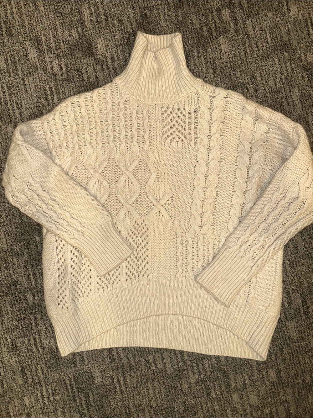 🍁 Athleta Cashmere Wool Cream Cable Turtleneck Sweater